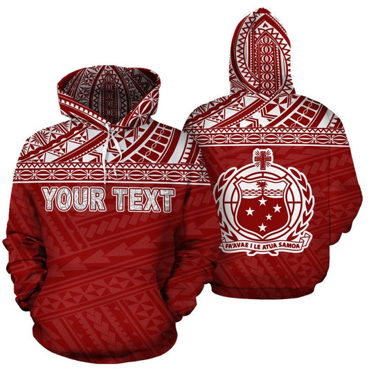 Custom Text Samoa Polynesian Personalised Custom Hoodie Red Style