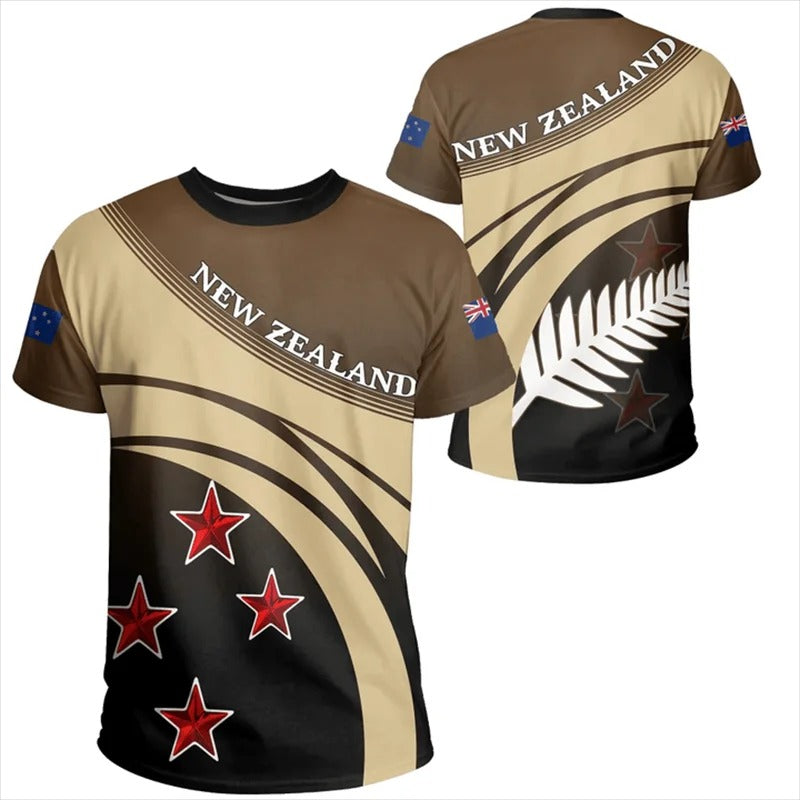 New Zealand Flag Shirt NZ Silver Fern Pattern Unisex Tee Shirt