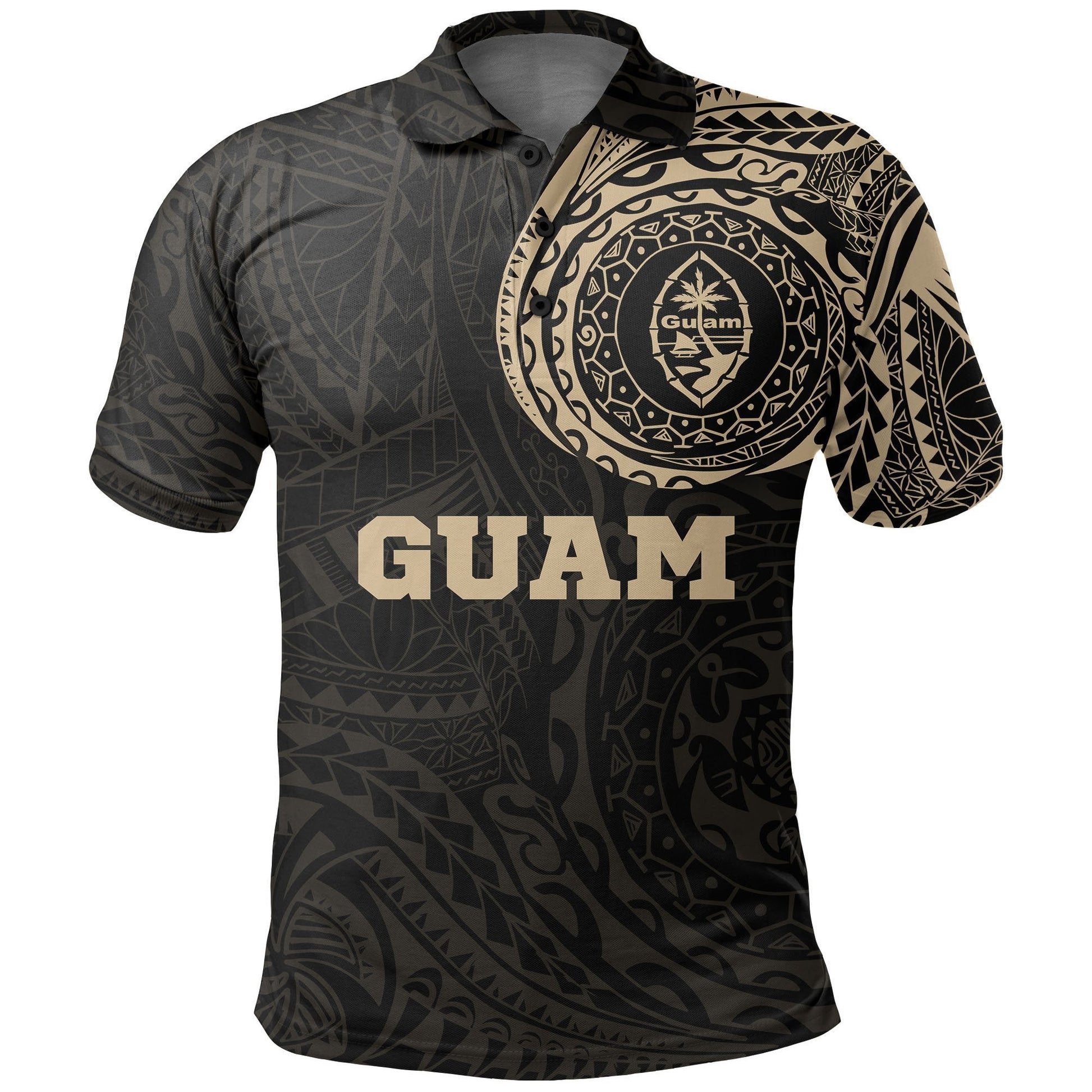 Guam Polo Shirt - Guam Coat Of Arms Polynesian Tattoo - A7