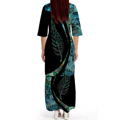 New Zealand Matching Outfit For Couple Curve Style Puletasi Dress And Hawaiian Shirt For Her Him