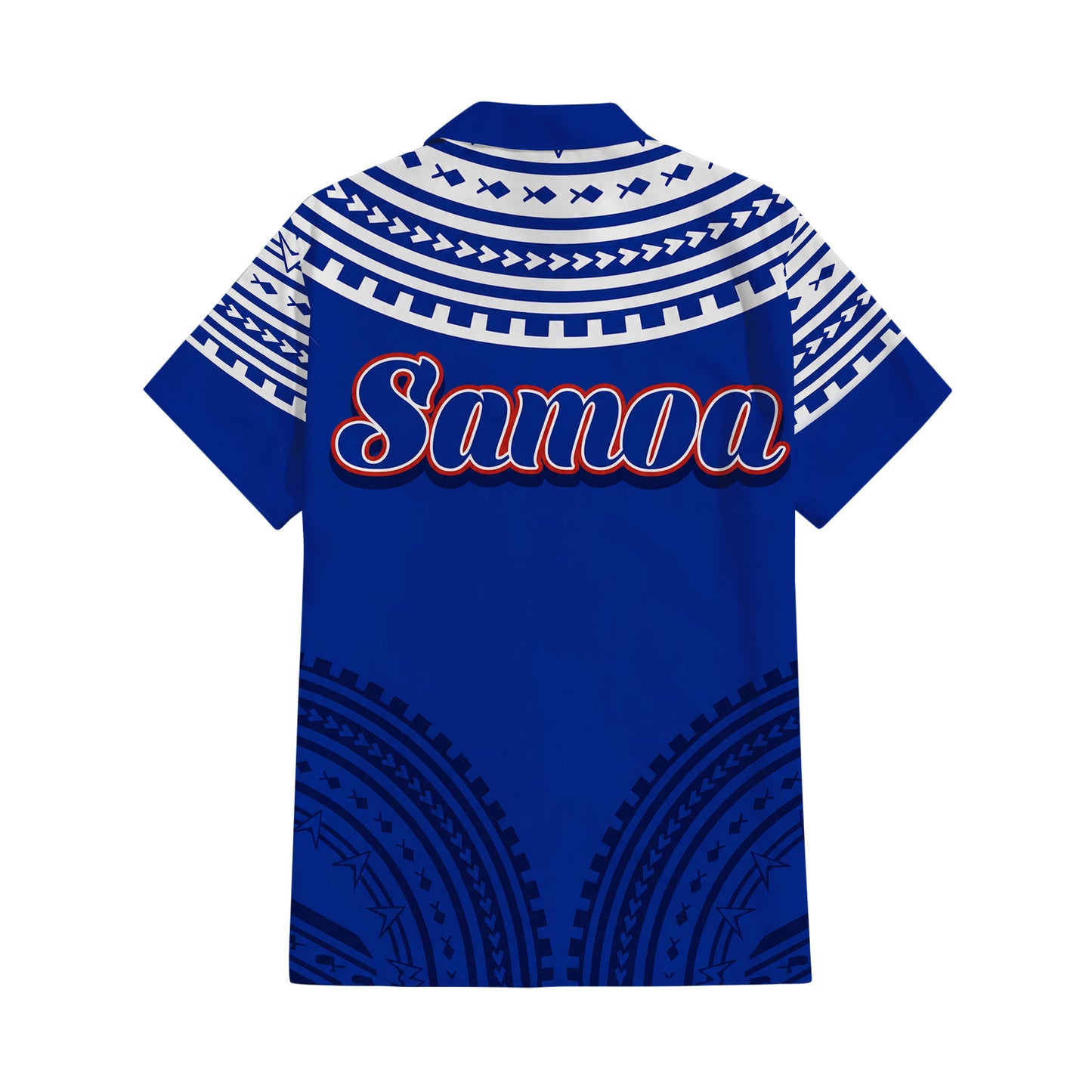 Samoa Couple Outfit Matching Polynesian Tribal Pattern Blue Dress And Hawaiian Shirt