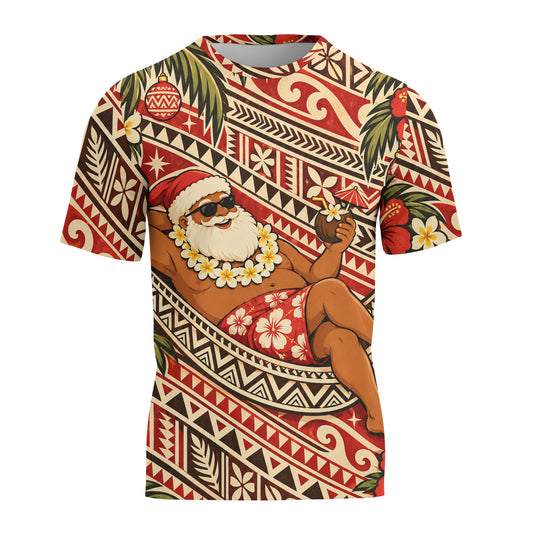 Vintage Funny Santa Shirt Polynesian Tribal Christmas T Shirt