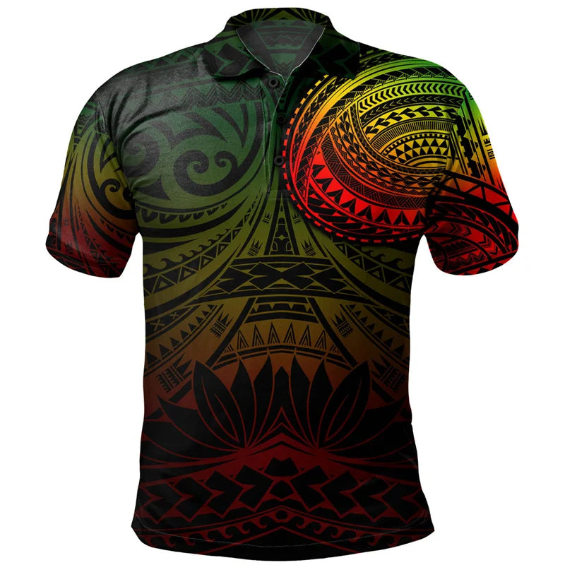 Polynesian Tribal Pattern Polo Shirt Island Tropical Reggae Men Shirt