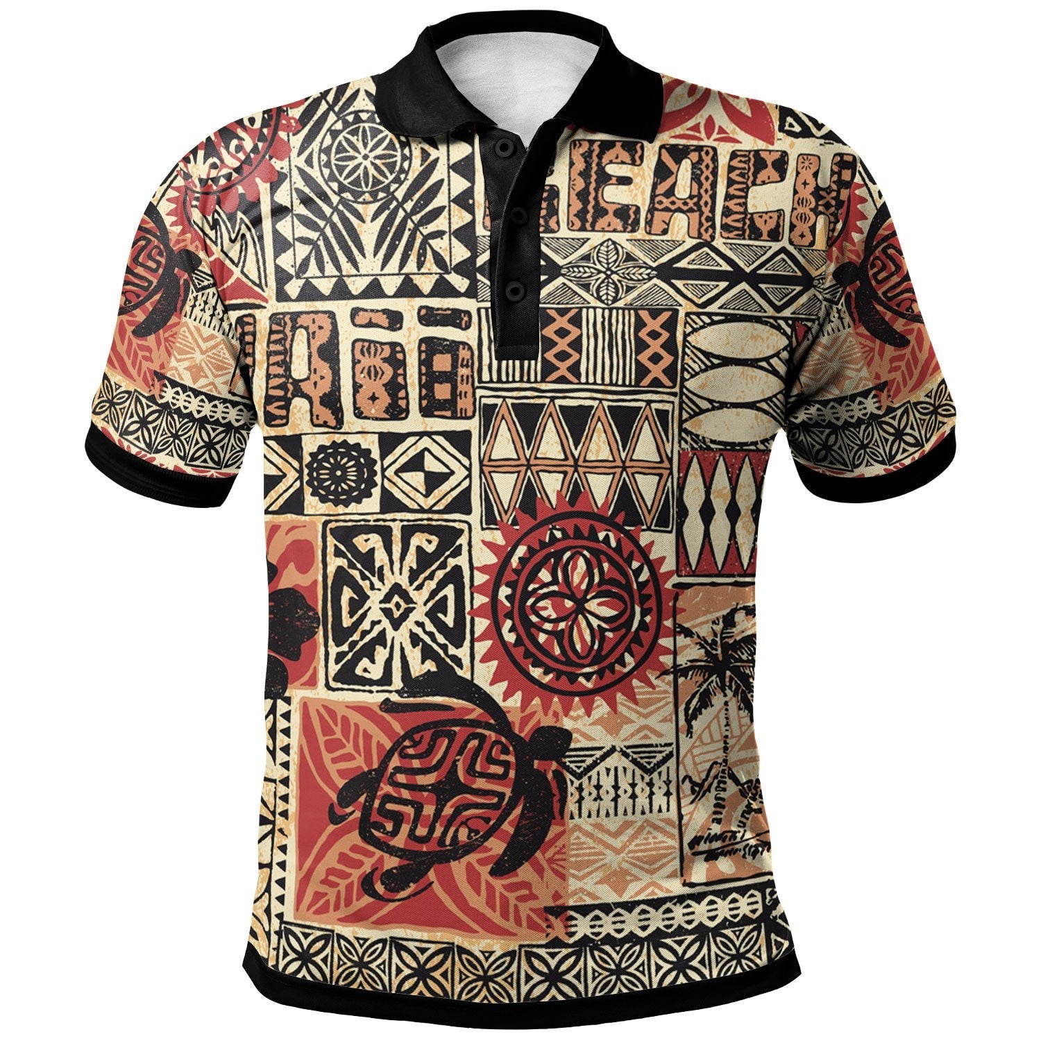 Hawaii Polo Shirt - Hawaiian Style Tribal Fabric Patchwork