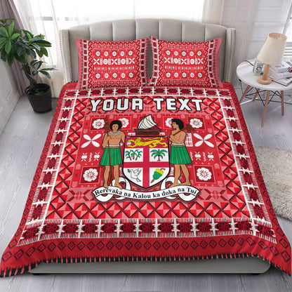(Custom Personalised) Fiji Bedding Set Pattern Fijian Tapa Pattern Red