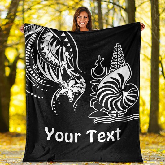 Custom Personalised New Caledonia Premium Blanket Emblem Nautilus Shell Version Black