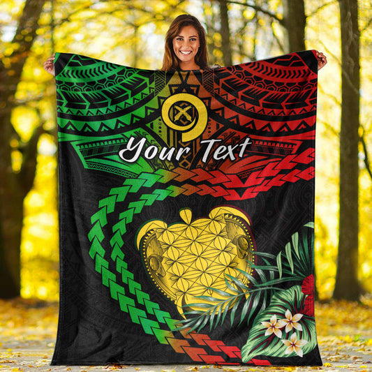 Custom Personalised Vanuatu Heart Polynesian Premium Blanket Turtle Sand Drawings