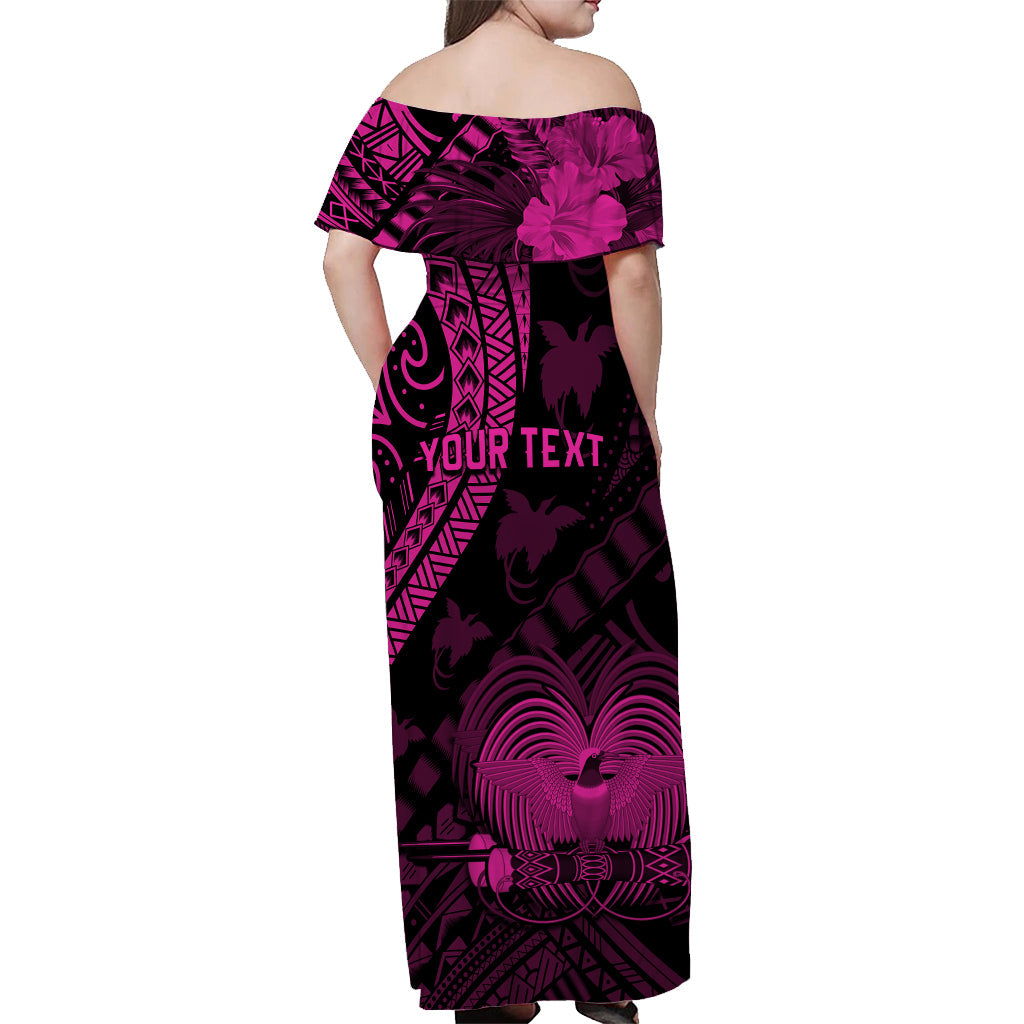 Custom Personalised Papua New Guinea Off Shoulder Long Dress Raggiana Birds Of Paradise Pink