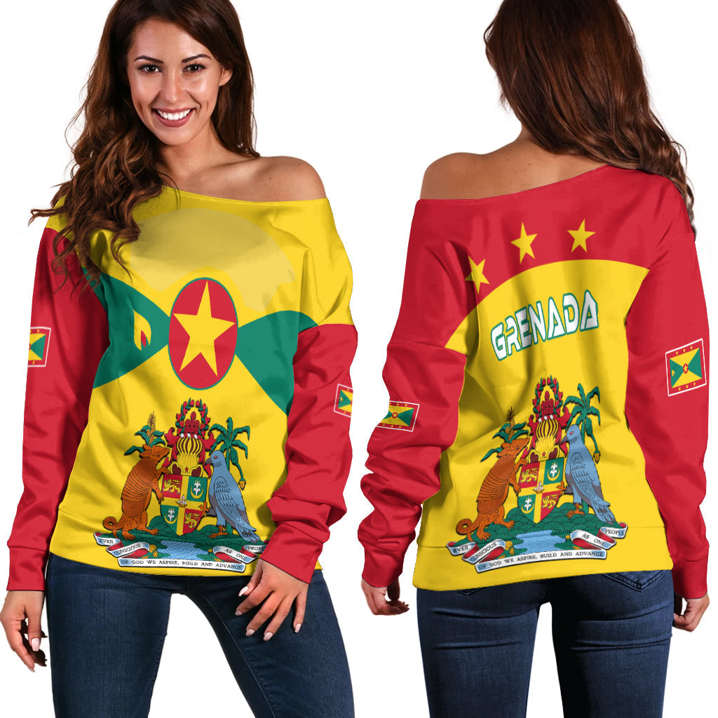 Grenada Women Off Shoulder Power Grenada Mix Coat of Arms