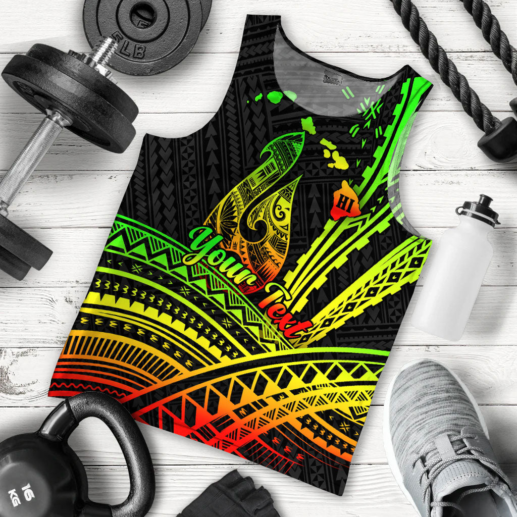 Custom Personalised Hawaii Fish Hook Polynesian Tribal Reggae Men Tank Top
