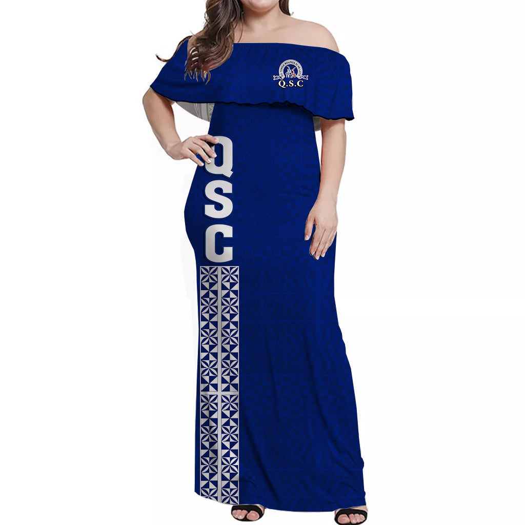 Queen Salote College Off Shoulder Long Dress QSC Tonga Pattern