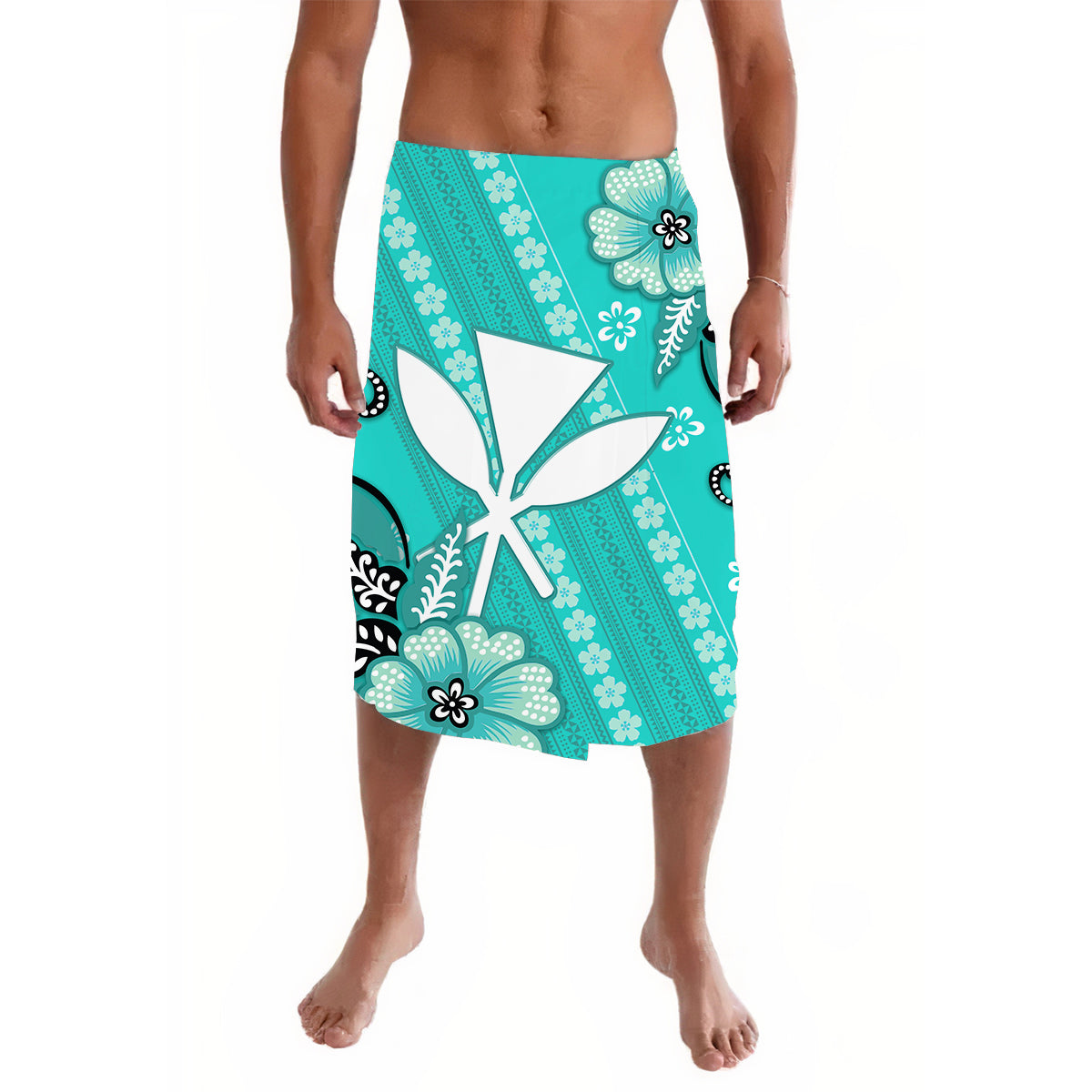 Hawaii Lavalava Kakau Tribal Turquoise Batik Floral