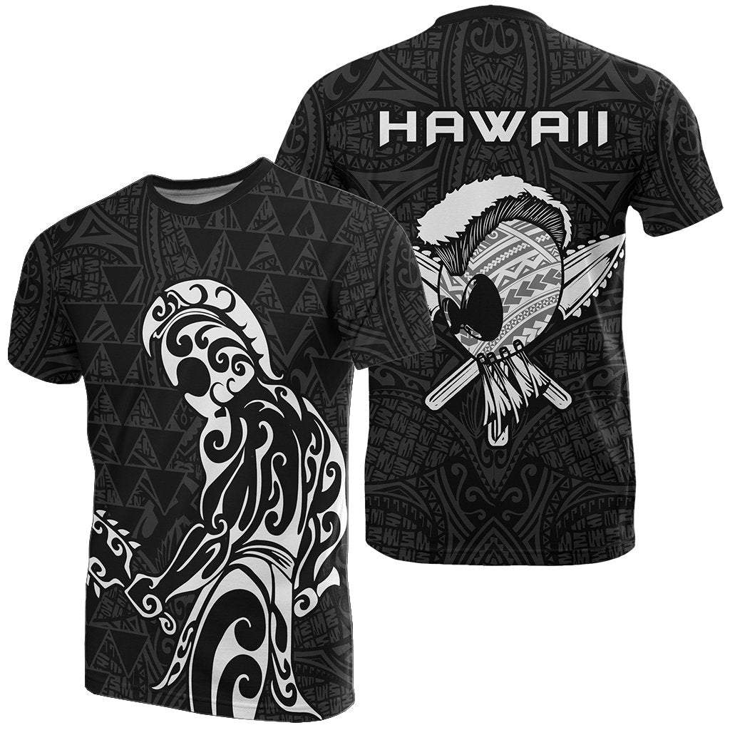 Polynesian Kakau Helmet Weapon White Kanaka Warrior T Shirt