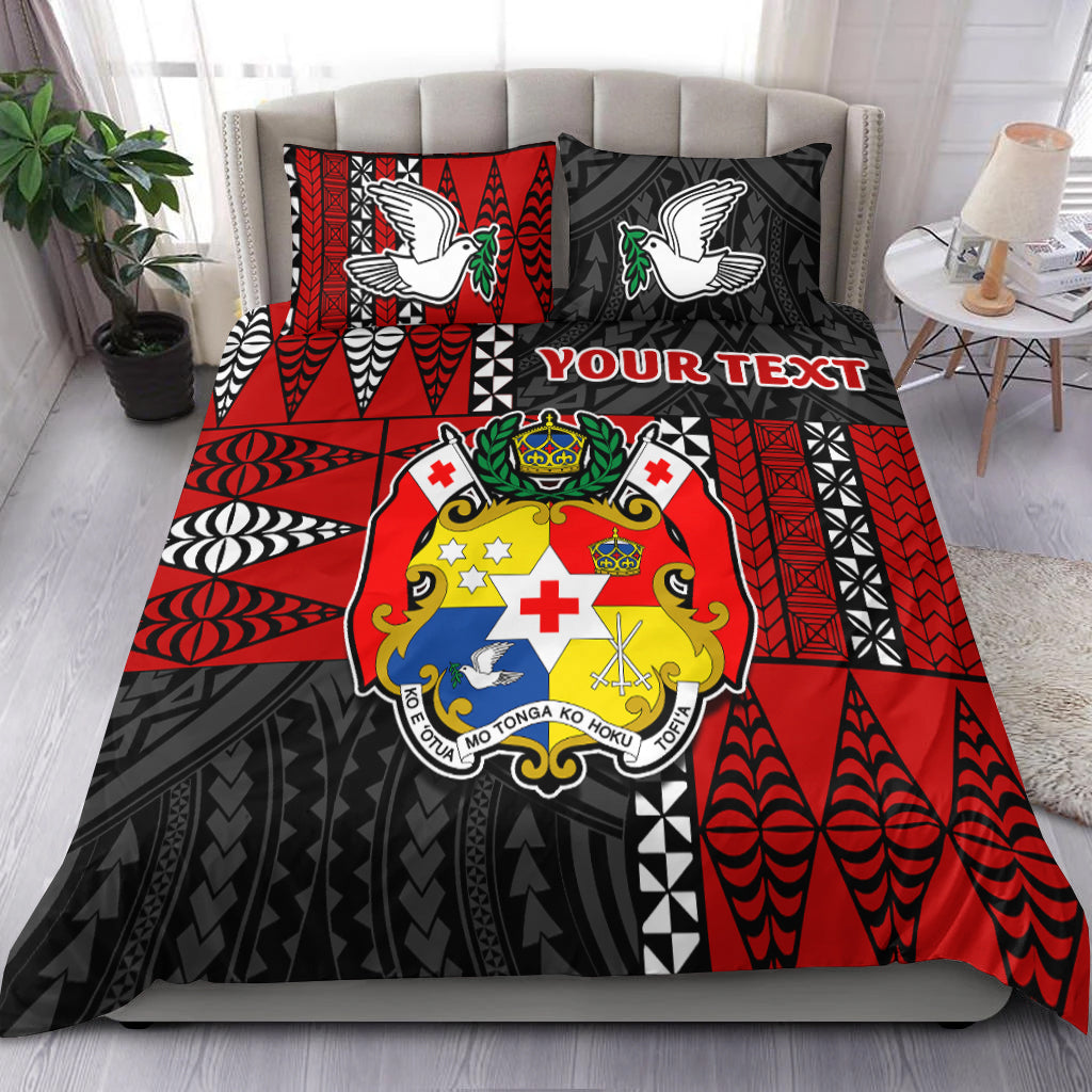 (Custom Personalised) Tonga Bedding Set Tongan Pattern Mix Polynesian