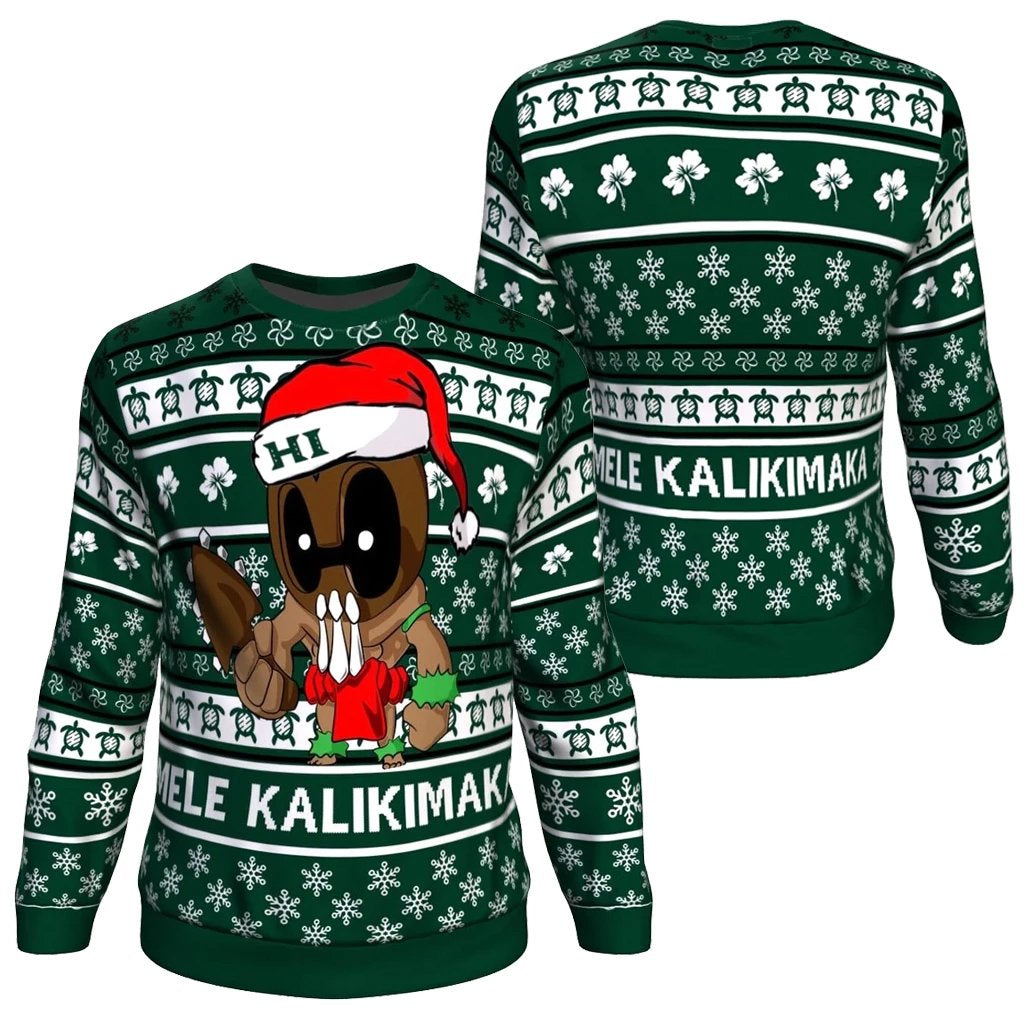 Hawaii Warriors Mele Kalikimaka Sweatshirt Ugly Hawaii Christmas Green