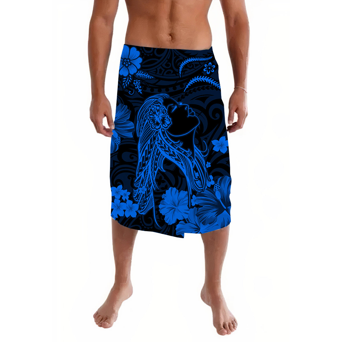 Hawaii Lavalava Polynesia Blue Beautiful Hula Girl