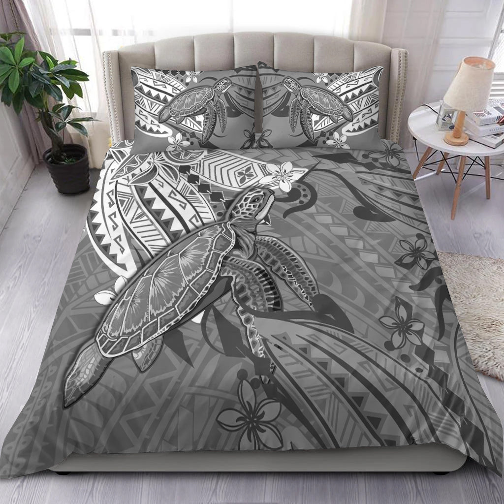 Hawaiian Islands Bedding Set Turtle Mix Hawaii Polynesian Gray