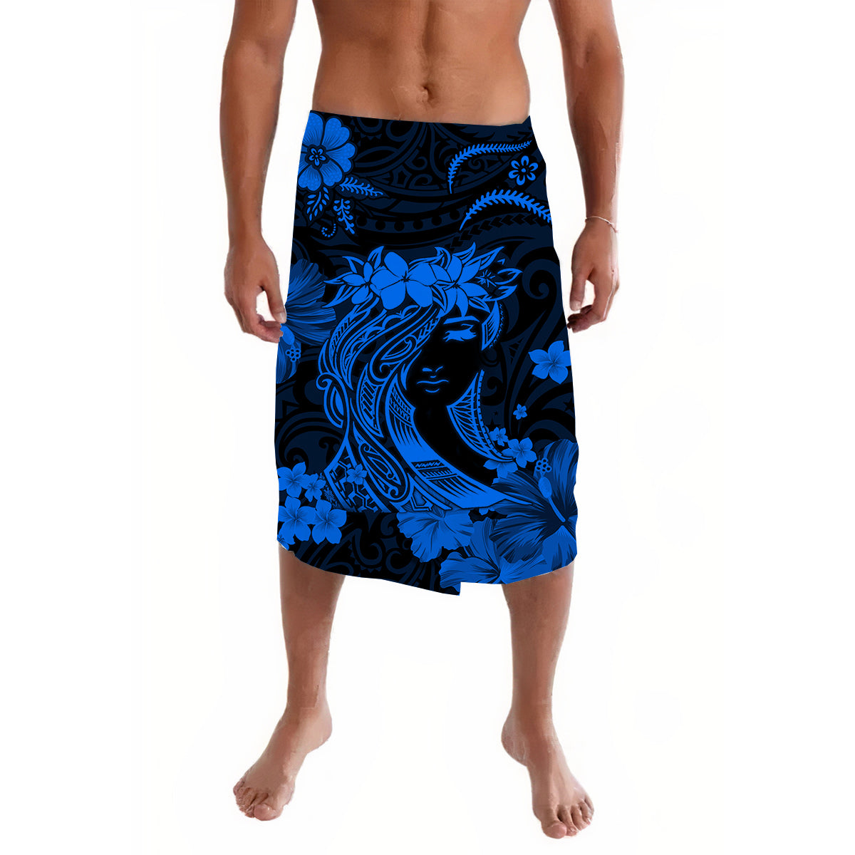 Hawaii Lavalava Polynesia Blue Attractive Hula Girl