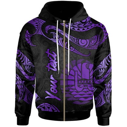 Tahiti Polynesian Zip Hoodie Poly Tattoo Purple Version
