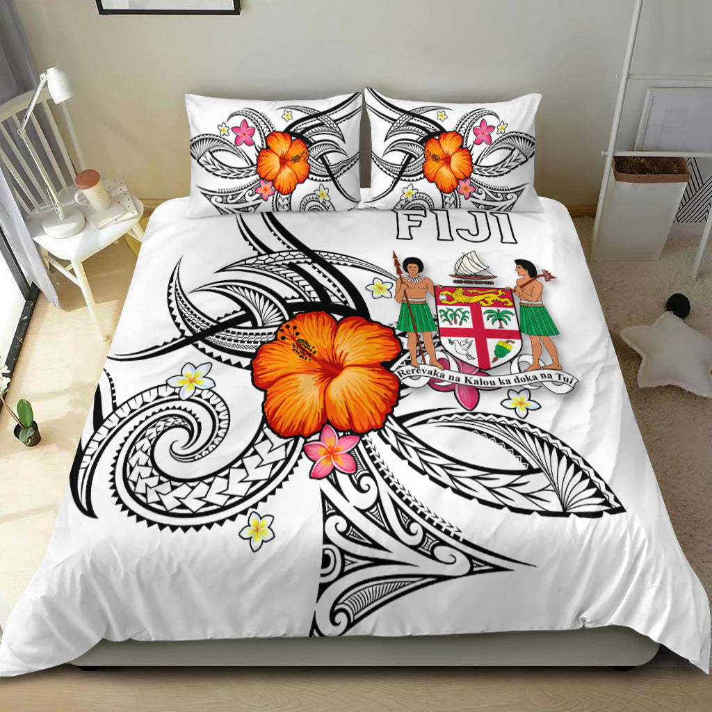 Fiji Bedding Set Hibiscus With Tribal White
