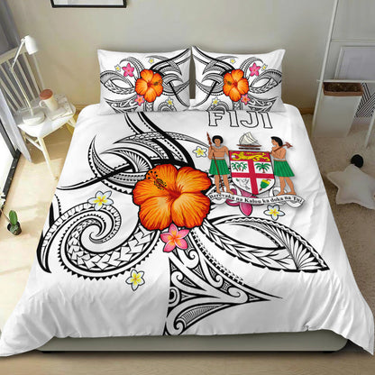 Fiji Bedding Set Hibiscus With Tribal White