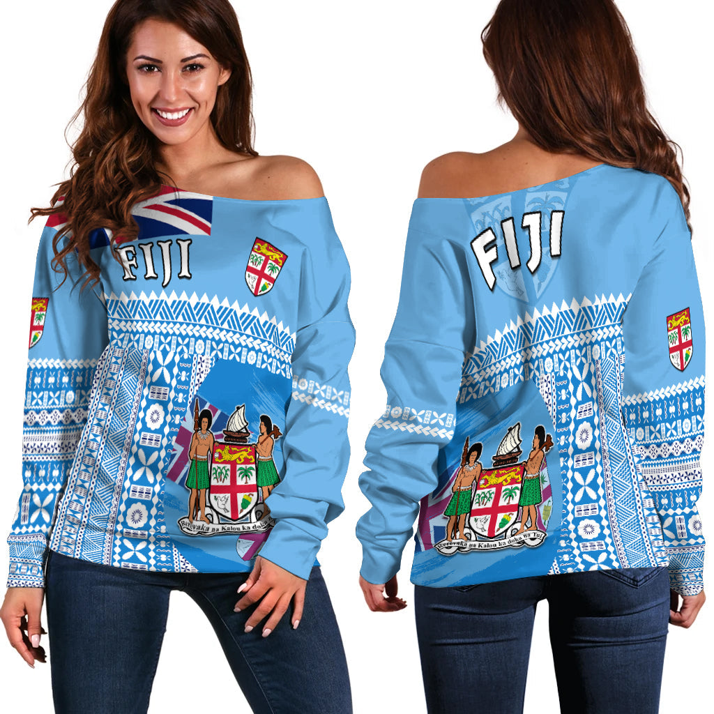 Fiji Dreamy Off Shoulder Sweater Tapa Pattern