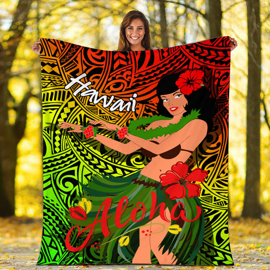 Hawaii Hula Girl Reggae Blanket