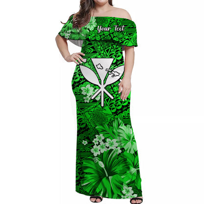 (Custom Personalised) Hawaii Couple Outfits Combo Dress and Hawaiian Shirt Map and Turtle Green Flowers