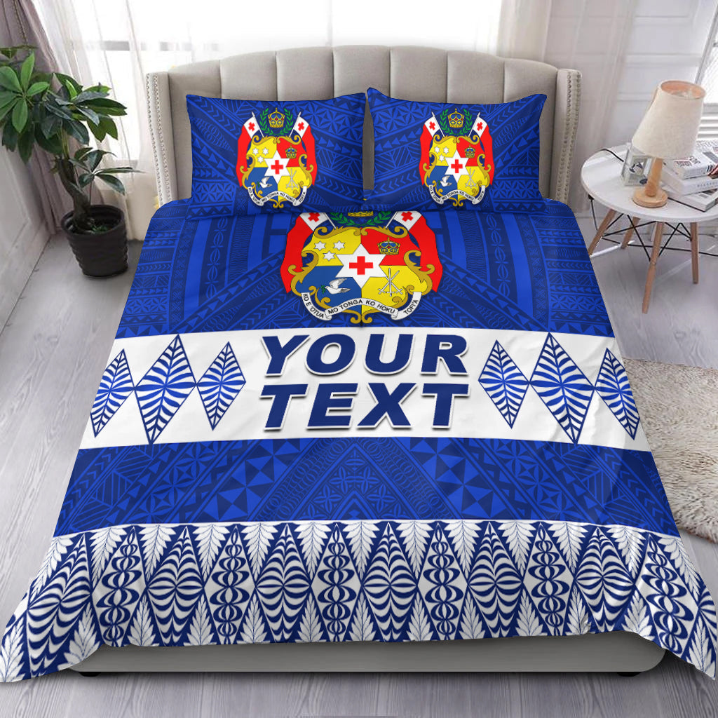 (Custom Personalised) Tonga Bedding Set Tongan Pattern Blue
