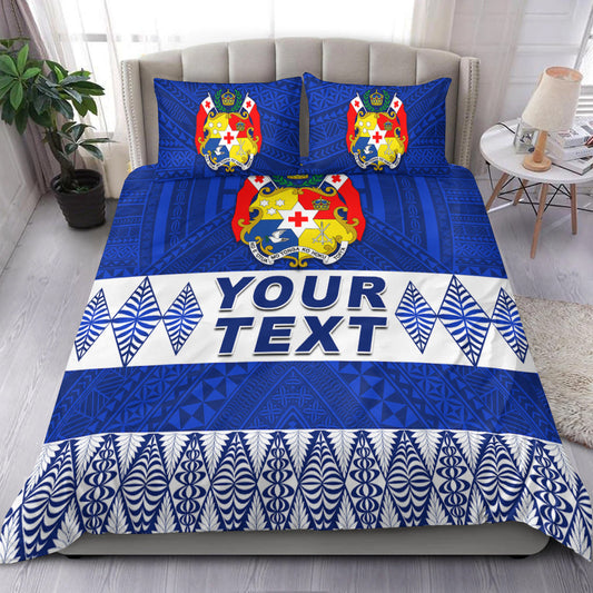 (Custom Personalised) Tonga Bedding Set Tongan Pattern Blue
