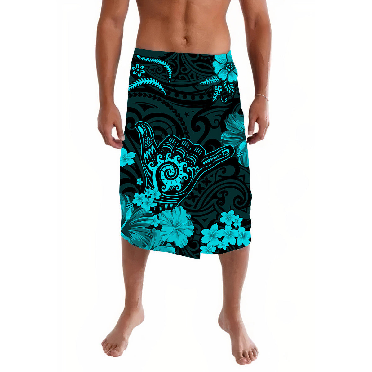 Hawaii Lavalava Polynesia Turquoise Cool Shaka Sign