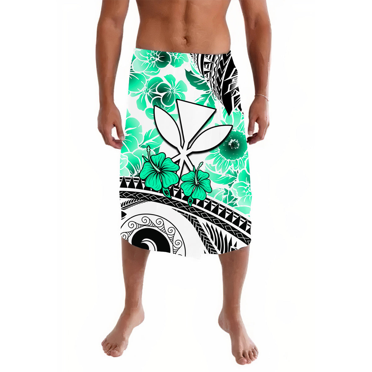 Hawaii Lavalava Polynesian and Turquoise Hibiscus