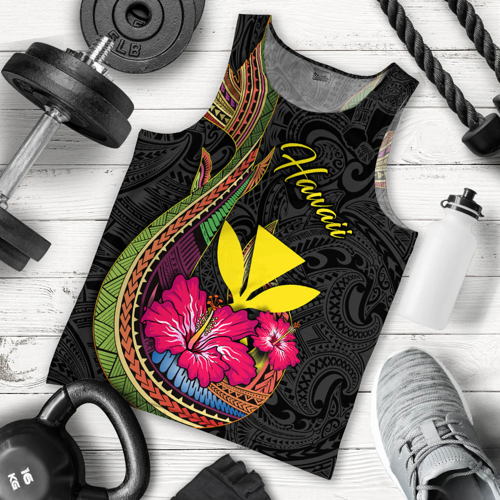 Hawaii Polynesian Fish Hook Hibiscus Men Tank Top