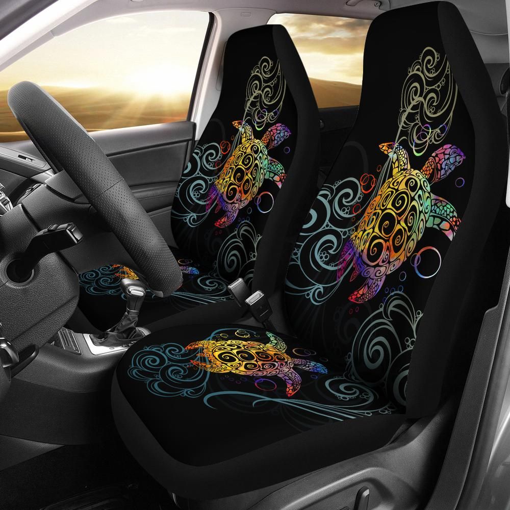 Sea Turtle Hawaiian Car Seat Covers - Set of 2 Polynesian Seat Covers