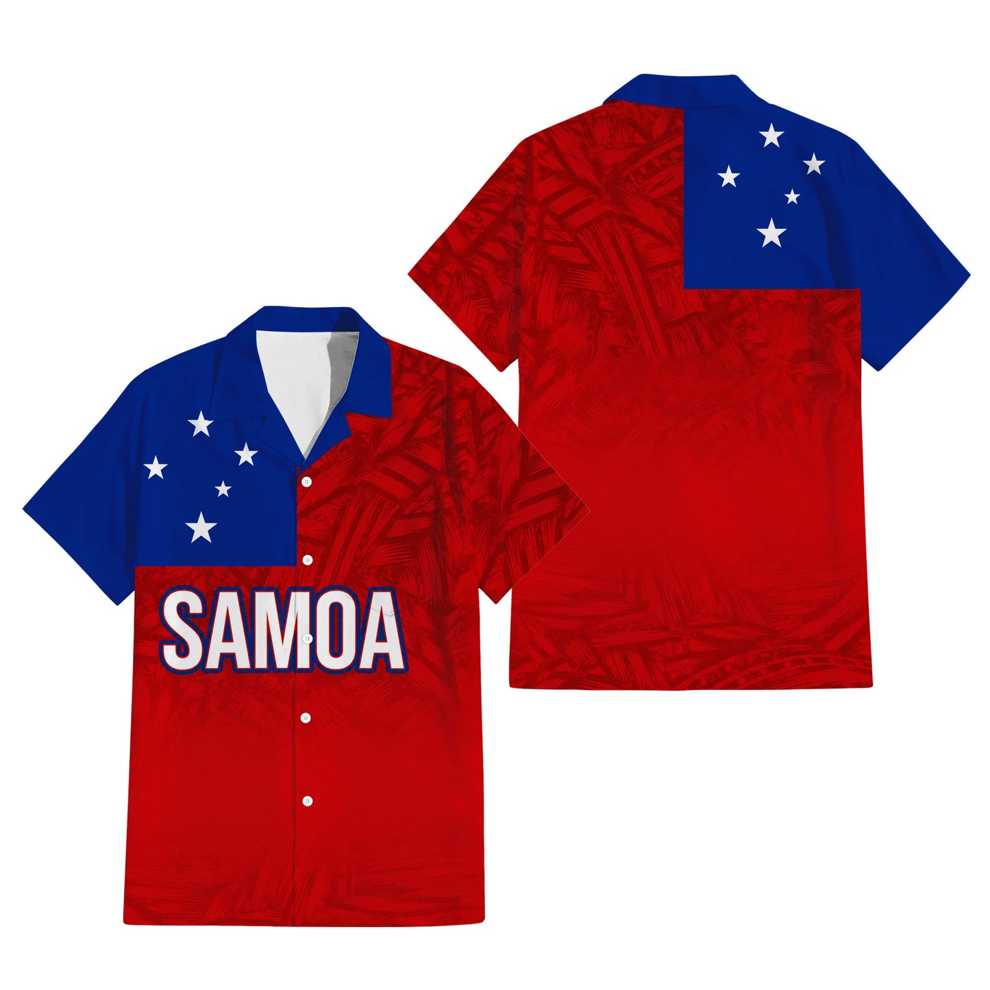 Samoa Flag Couple Outfit Matching Polynesian Tribal Pattern Red Dress And Hawaiian Shirt
