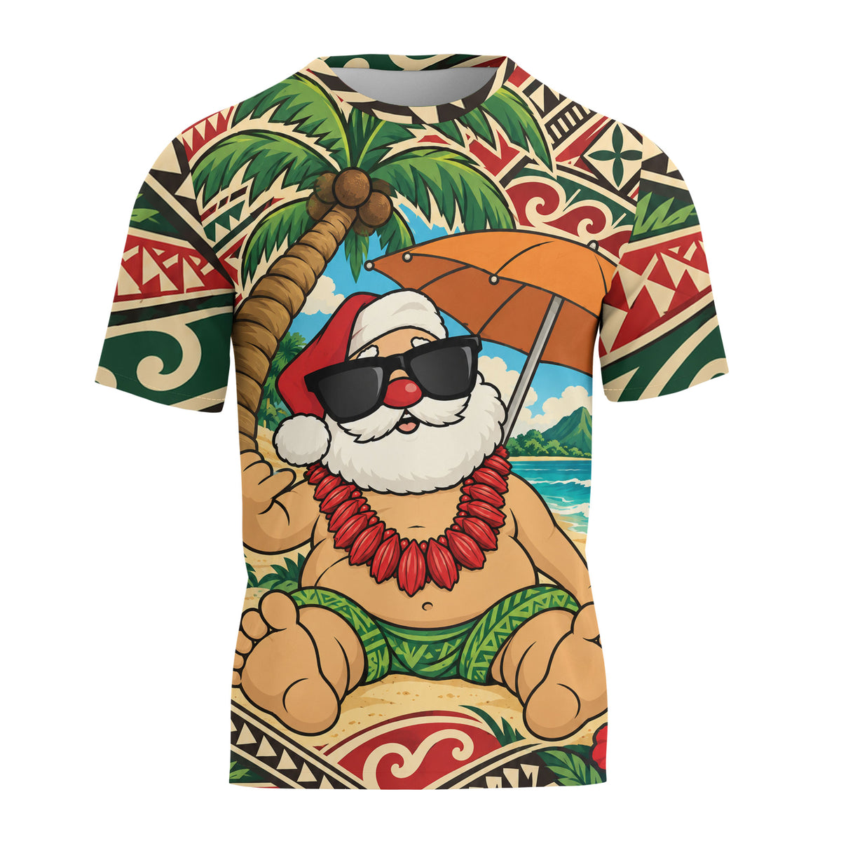 Hawaii Funny Santa Shirt Polynesian Tribal Christmas T Shirt
