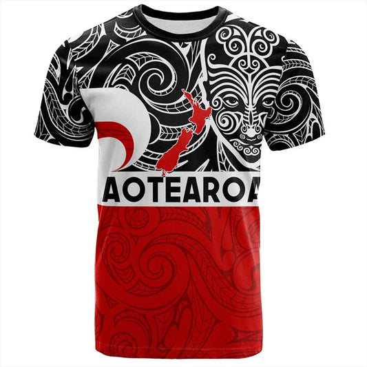 New Zealand Aotearoa Shirt Silver Fern Symbols Tattoo Print T Shirt NZ Polynesian Tee