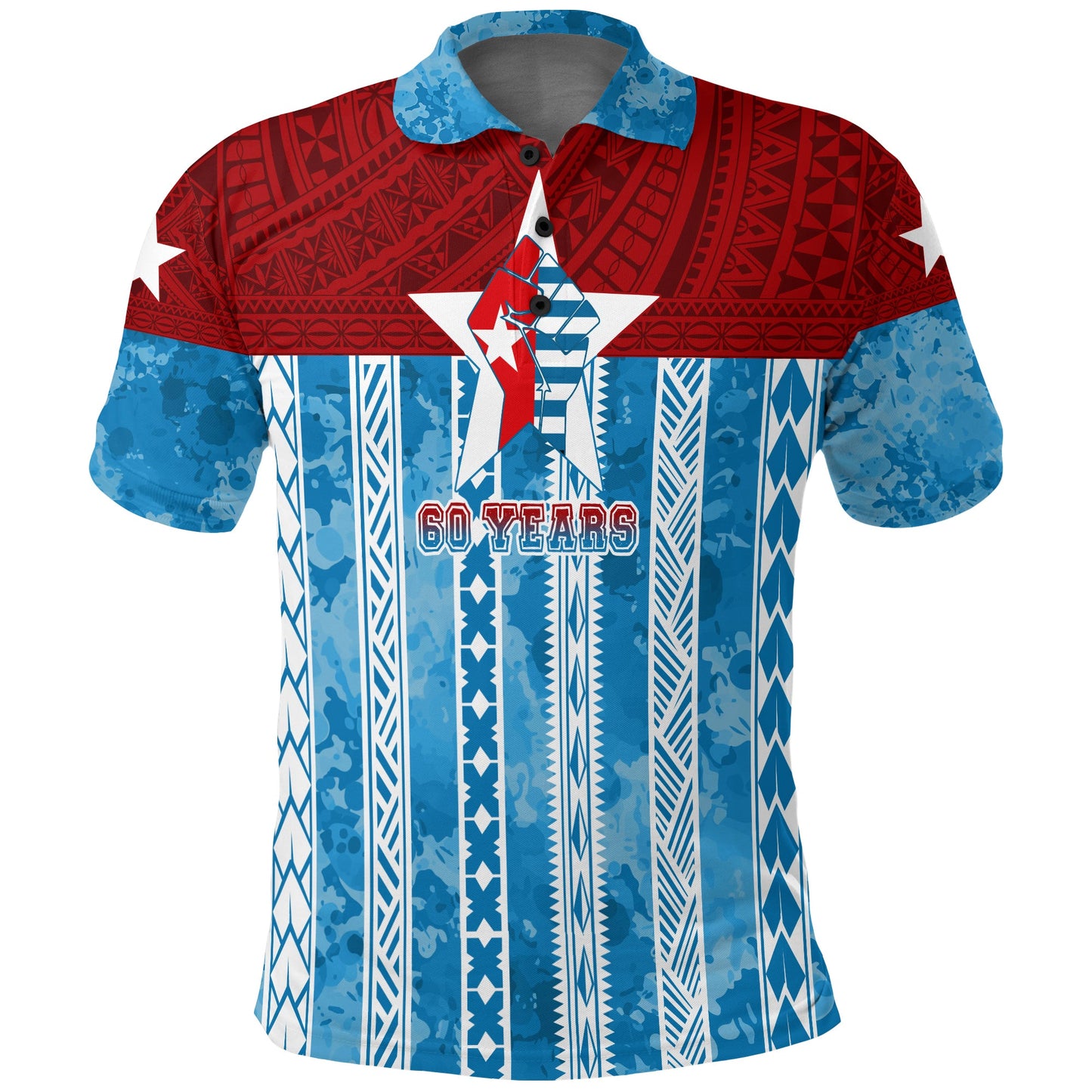 West Papua 60 Years OPM Morning Star with Polynesian Pattern Polo Shirt