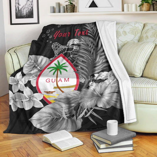 Custom Personalised Guam Seal Premium Blanket Polynesian Turtle with Flowers Version White
