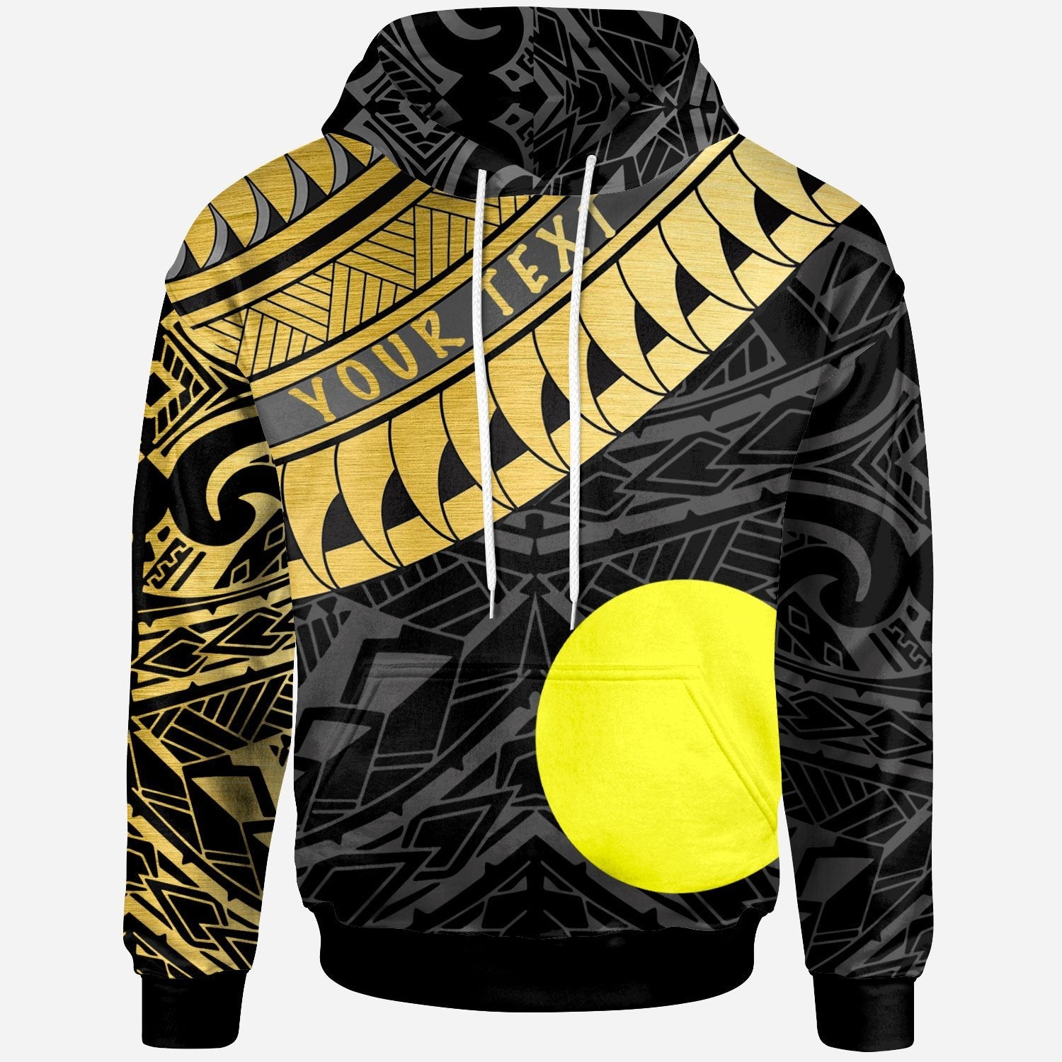 Palau Hoodie Palau Ginger Lei Pattern Gold