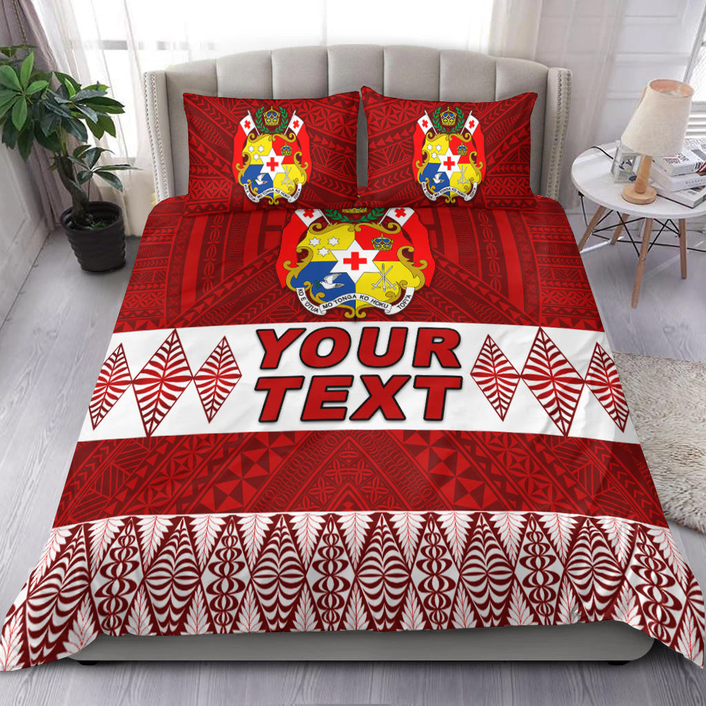 (Custom Personalised) Tonga Bedding Set Tongan Pattern Red
