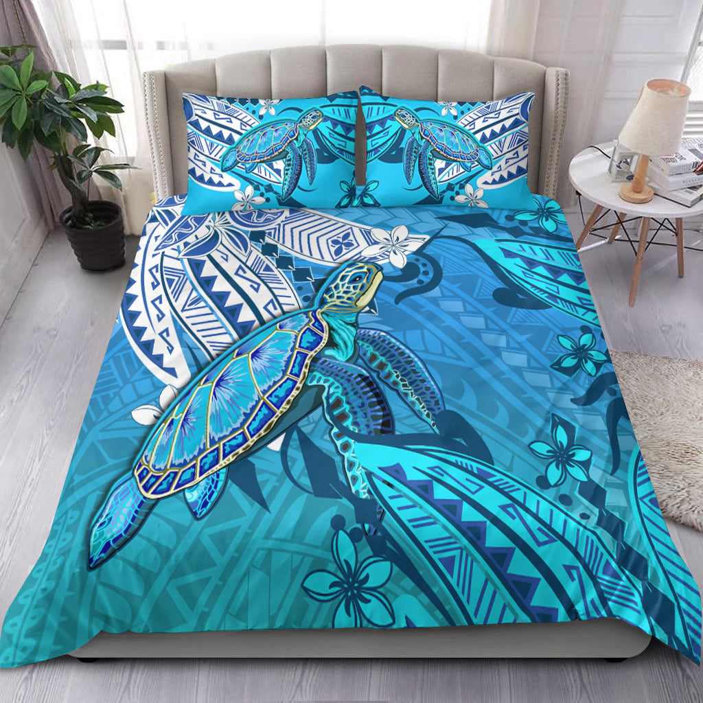 Hawaiian Islands Bedding Set Turtle Mix Hawaii Polynesian Blue