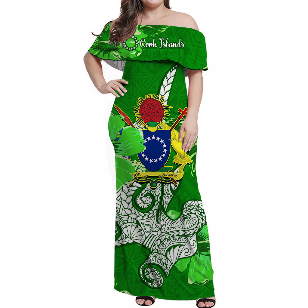 Cook Islands Off Shoulder Long Dress Hammerhead Shark