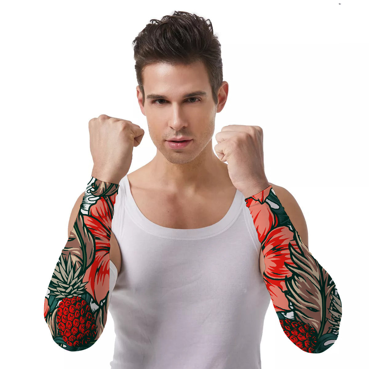 Arm Sleeves (Set of Two) Polynesia Pineapples and Flowers Ver.03