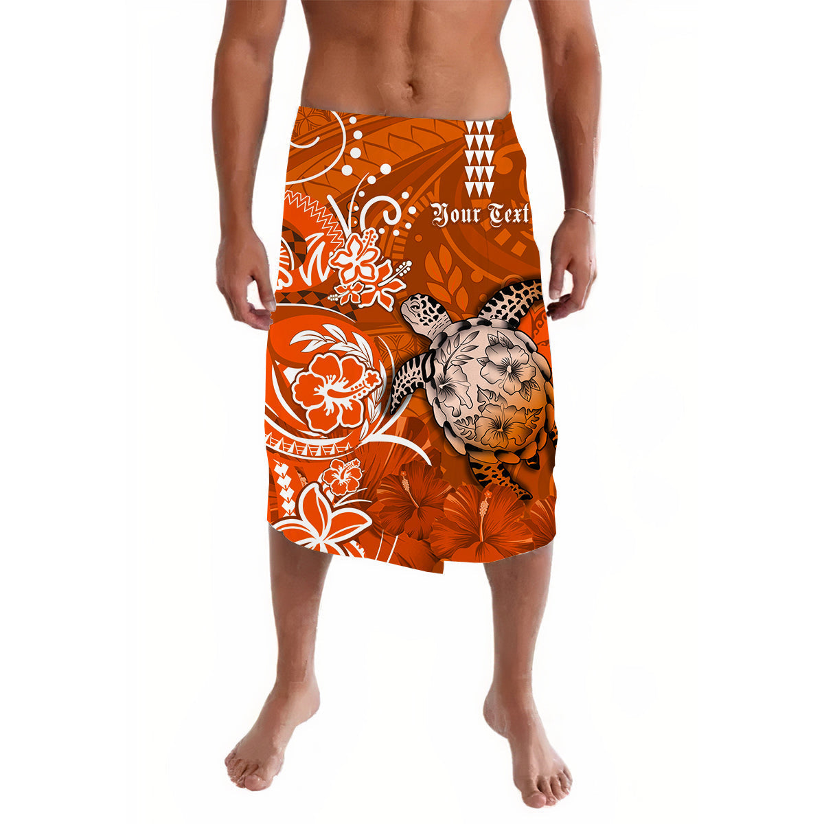 (Custom Personalised) Hawaii Lavalava Polynesia Orange Sea Turtle Honu and Map
