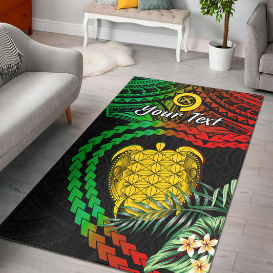 (Custom Personalised) Vanuatu Heart Polynesian Area Rug Turtle Sand Drawings