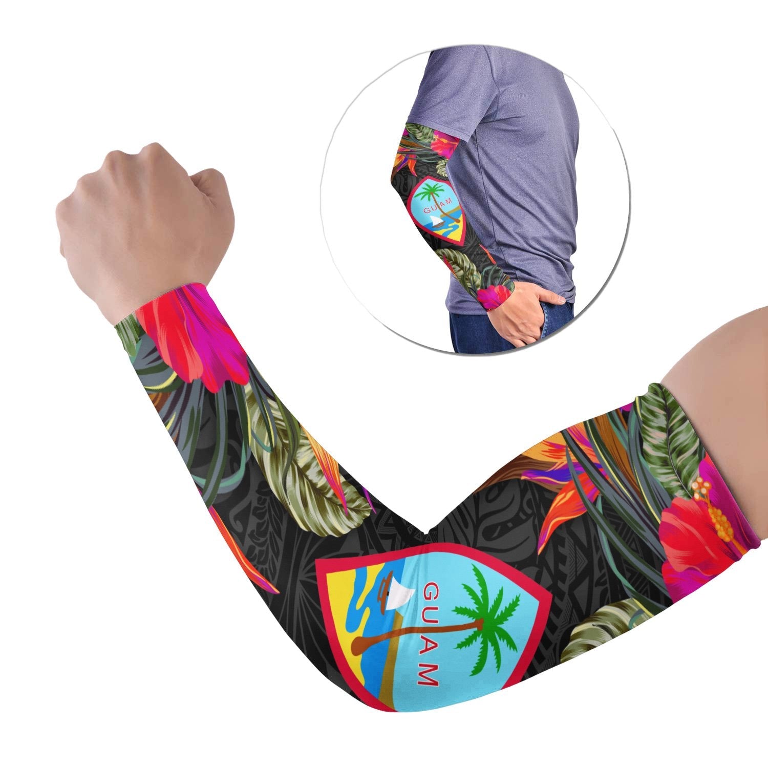 Guam Arm Sleeve Hibiscus Polynesian Pattern (Set of 2)