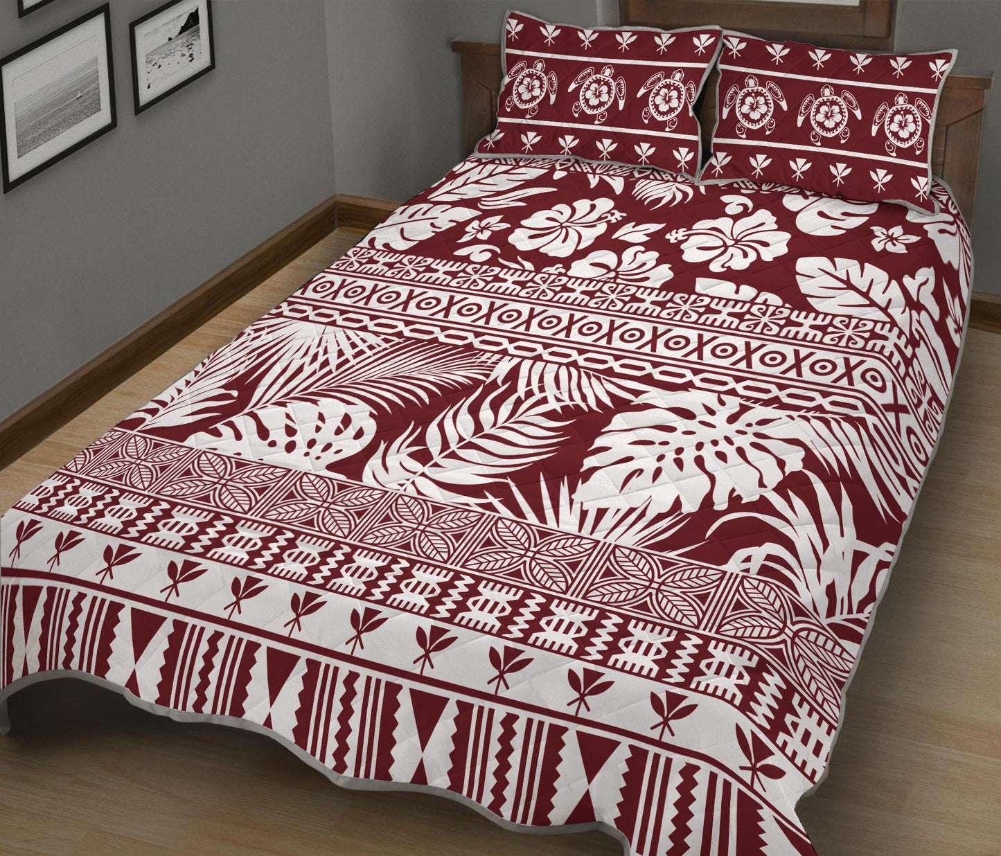 Hawaii Quilt Bed Set Pattern Version Unique Red