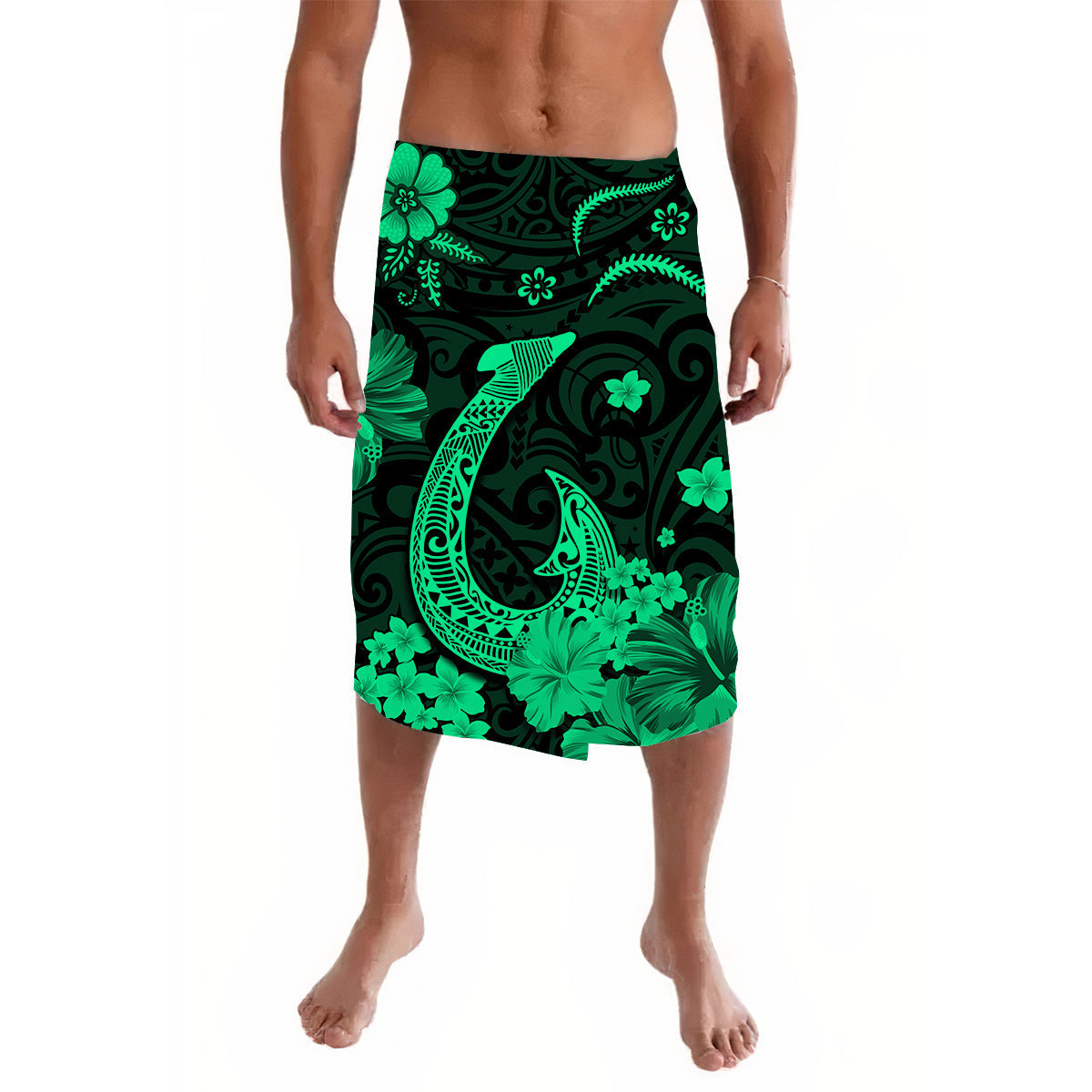 Hawaii Lavalava Polynesia Green Fish Hook