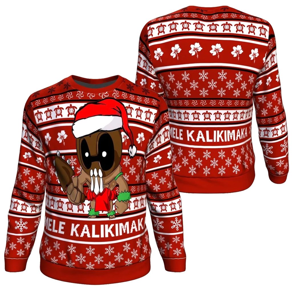 Hawaii Warriors Mele Kalikimaka Sweatshirt Ugly Hawaii Christmas Red